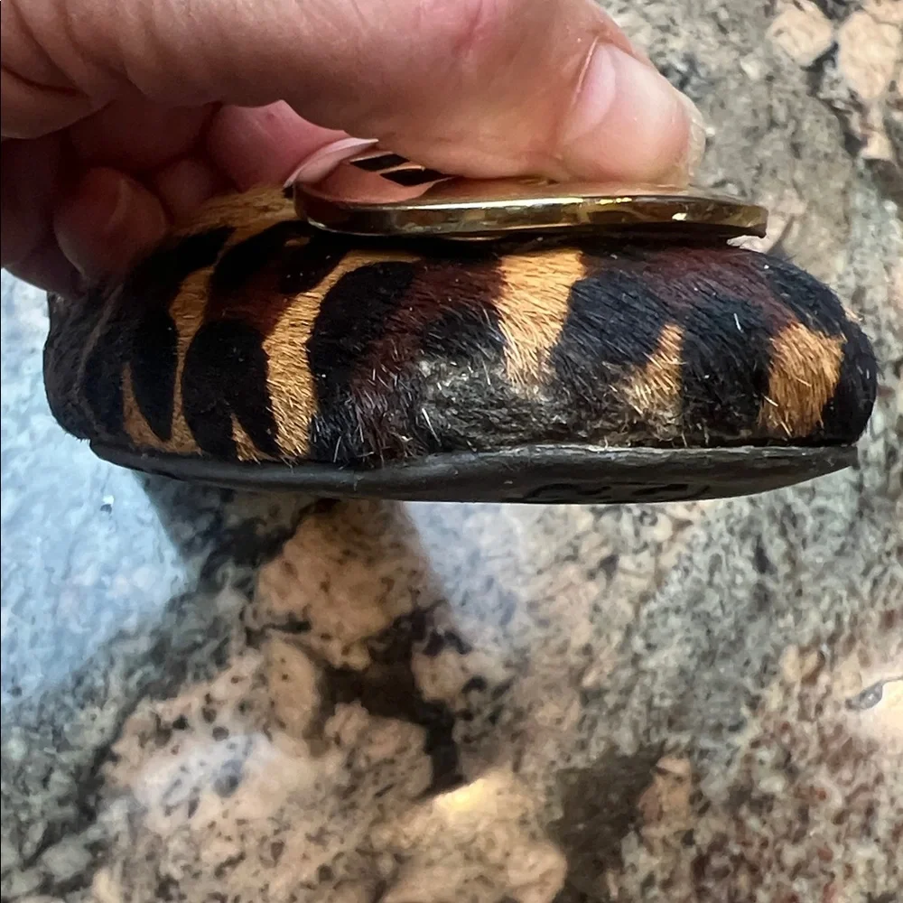 Tory Burch Reva calf skin leather leopard print slip on ballet flat shoes sz 6.5